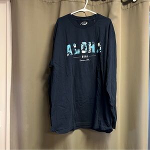 Aloha Graphic Long-Sleeve T-Shirt - Navy Size Large